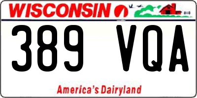 WI license plate 389VQA