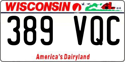 WI license plate 389VQC