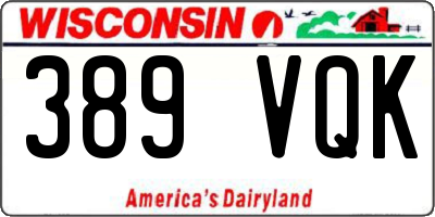 WI license plate 389VQK