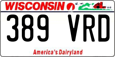 WI license plate 389VRD