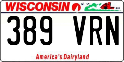 WI license plate 389VRN