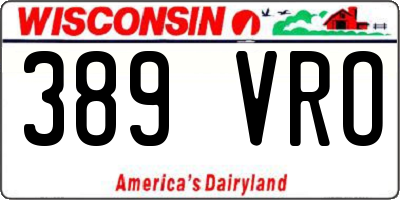 WI license plate 389VRO