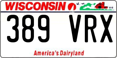 WI license plate 389VRX