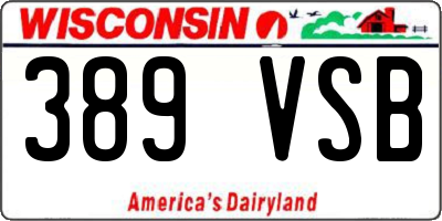 WI license plate 389VSB