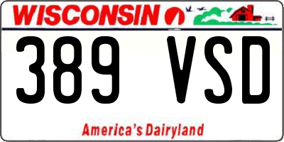 WI license plate 389VSD