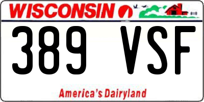 WI license plate 389VSF