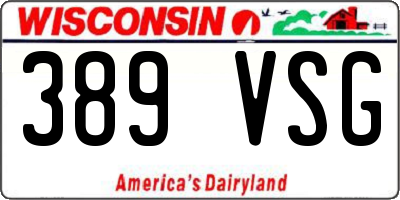 WI license plate 389VSG