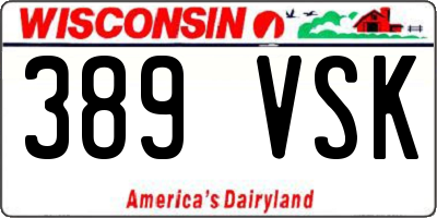 WI license plate 389VSK