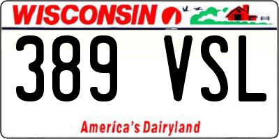 WI license plate 389VSL