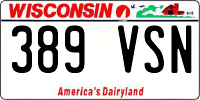 WI license plate 389VSN