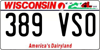 WI license plate 389VSO