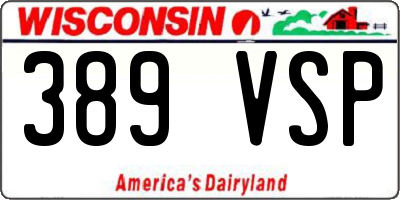 WI license plate 389VSP
