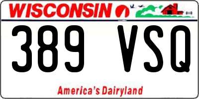 WI license plate 389VSQ