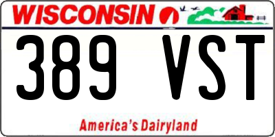 WI license plate 389VST
