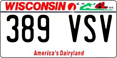 WI license plate 389VSV