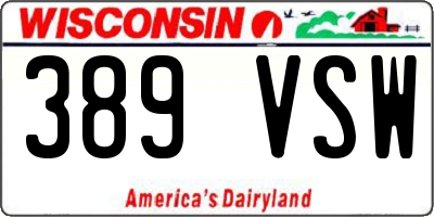 WI license plate 389VSW