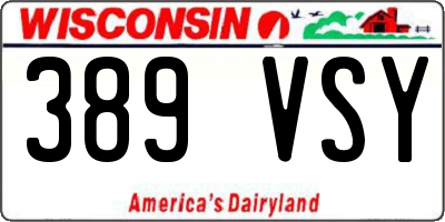 WI license plate 389VSY