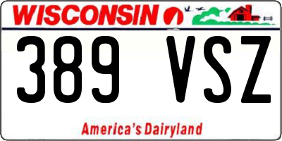 WI license plate 389VSZ