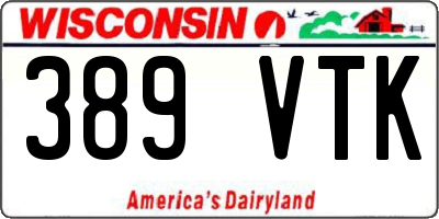 WI license plate 389VTK