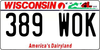 WI license plate 389WOK