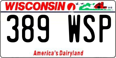 WI license plate 389WSP