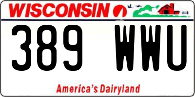 WI license plate 389WWU