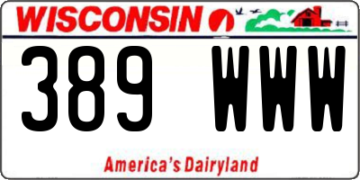 WI license plate 389WWW