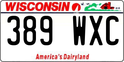 WI license plate 389WXC