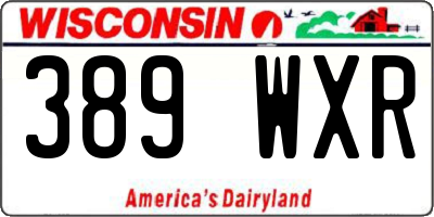 WI license plate 389WXR