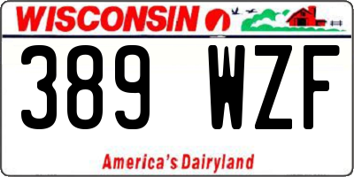 WI license plate 389WZF