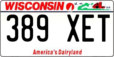 WI license plate 389XET