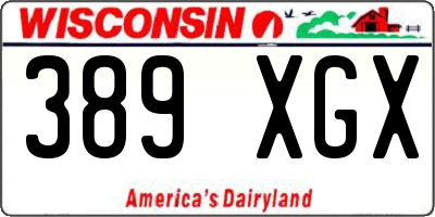 WI license plate 389XGX