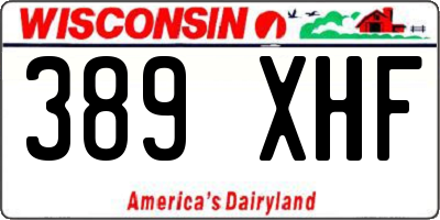 WI license plate 389XHF