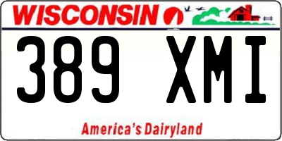 WI license plate 389XMI