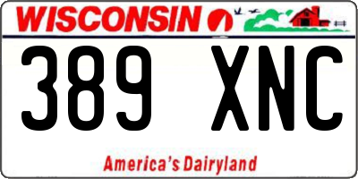 WI license plate 389XNC