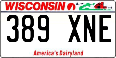 WI license plate 389XNE