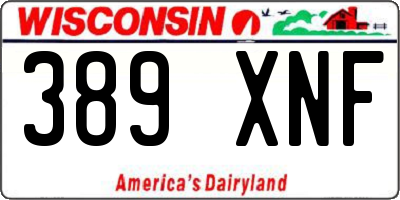 WI license plate 389XNF