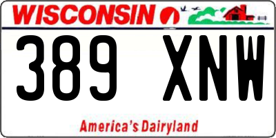 WI license plate 389XNW