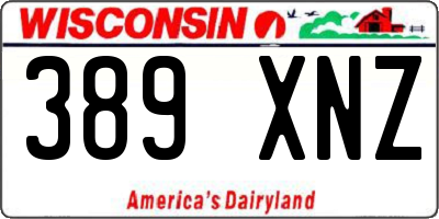 WI license plate 389XNZ