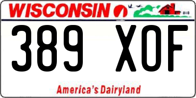 WI license plate 389XOF