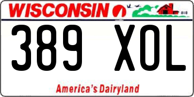 WI license plate 389XOL