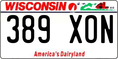 WI license plate 389XON