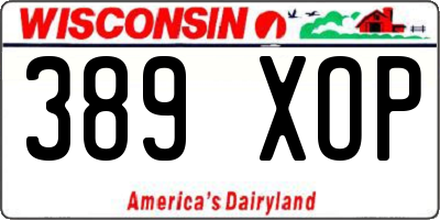WI license plate 389XOP
