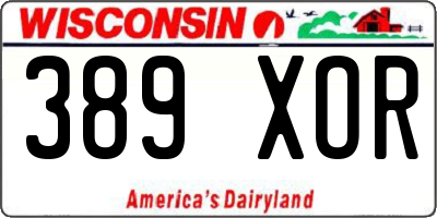WI license plate 389XOR