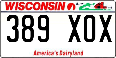WI license plate 389XOX