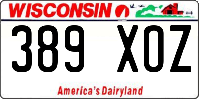 WI license plate 389XOZ