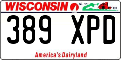 WI license plate 389XPD
