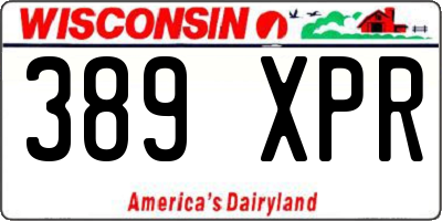 WI license plate 389XPR