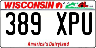 WI license plate 389XPU
