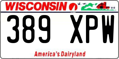 WI license plate 389XPW